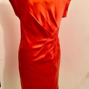 Diane Von Furstenberg for Neiman Marcus  Red Twist-Detail Midi Dress zs 8 silk